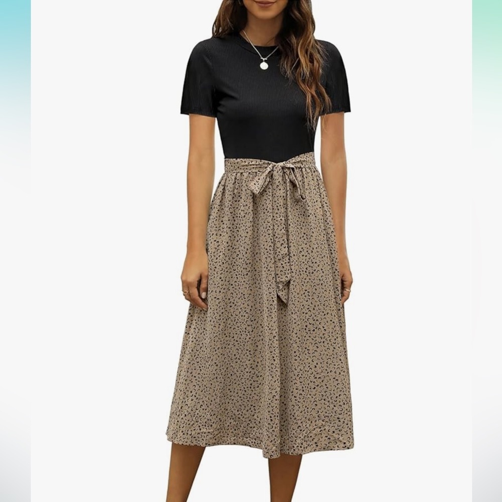 Black & Leopard Dress - L